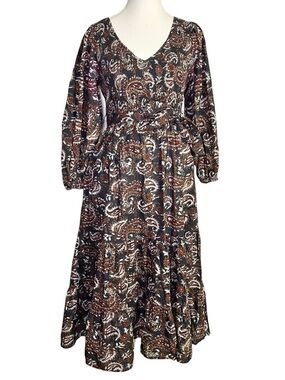 Cleobella Organic Cotton Carly Paisley Smocked Tiered Maxi Dress